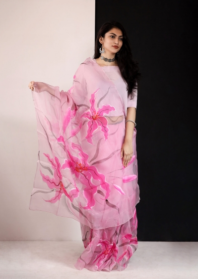 Hand Painted Muslin Sharee - 2