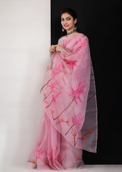 Hand Painted Muslin Sharee - 5